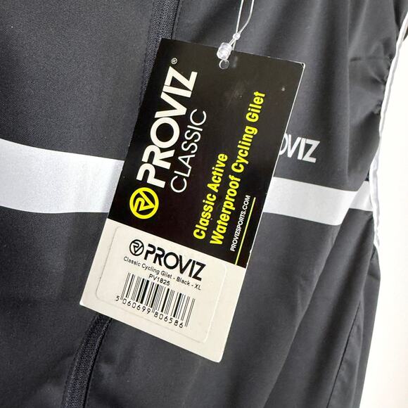 Proviz Classic Cycling Gilet Mens XL Black Full Zip Outdoors Bike Reflective NWT - Picture 9 of 10